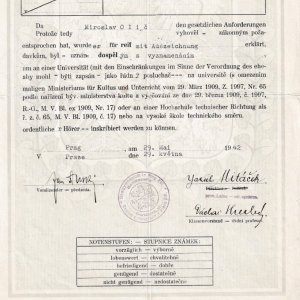 Maturitní „vysvědčení dospělosti“ M. Oliče (1942) 3/3